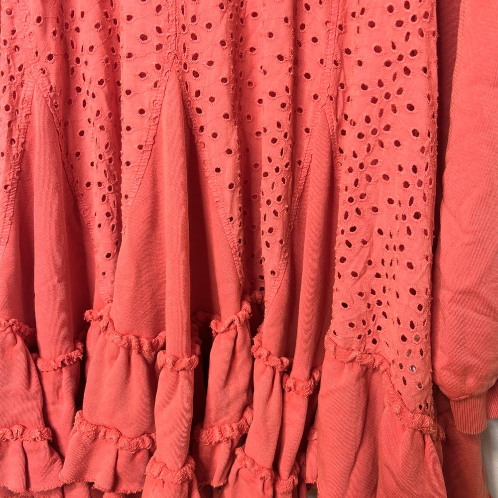 Free People Eva Sweatshirt Tunic Eyelet SZ M EUC - Picture 4 of 10